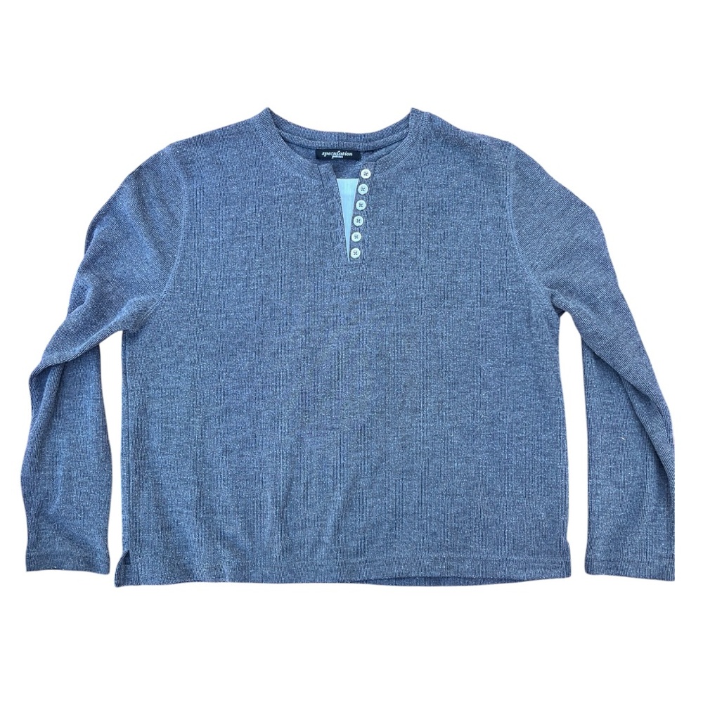 Gray Henley Long Sleeve w/ Faux Undershirt Women’s Sz L